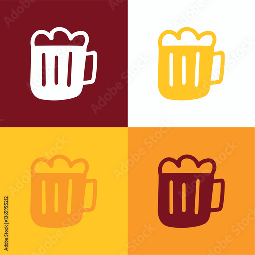 Icône de bière avec mousse en contour de couleur