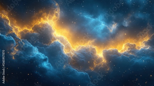 Glowing nebula cloudscape, cosmic energy, space background, fantasy art