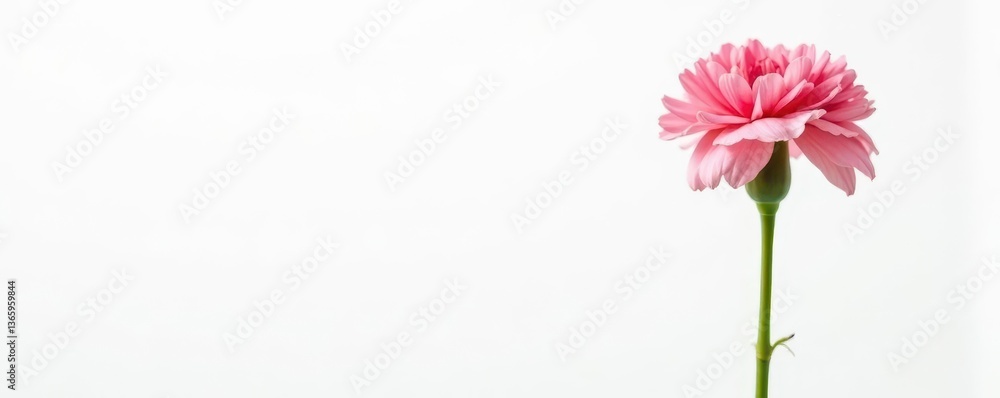 Single long-stemmed carnation, perfectly isolated on a clean white background Ideal for designs , beauty, flower Single long-stemmed carnation, perfectly isolated on a clean white background Ideal for designs , beauty, flower