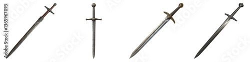 Broadsword isolated on transparent background. PNG ,Set of