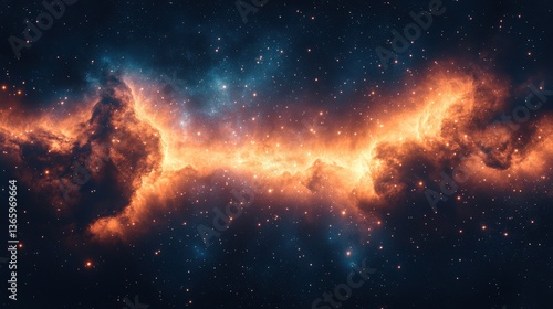 Cosmic Nebula Fiery stellar clouds clash in deep space  background stars