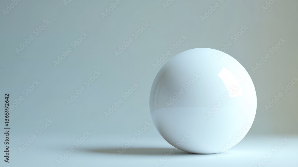 White sphere resting on light blue surface with soft light White sphere resting on light blue surface with soft light