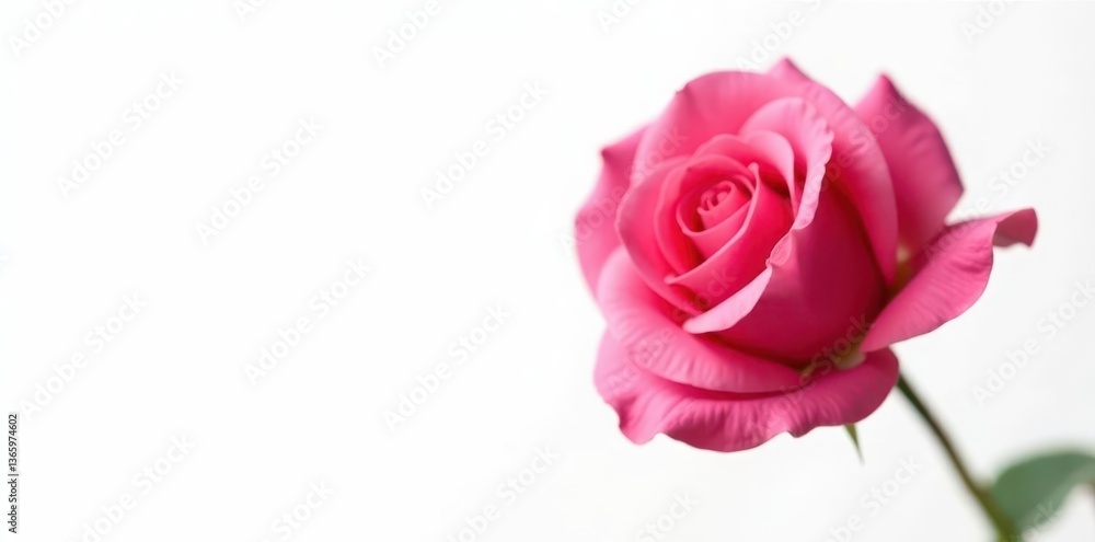 A single pink rose, petals unfurled, isolated on pure white background, botanical photography, love, bloom A single pink rose, petals unfurled, isolated on pure white background, botanical photography, love, bloom