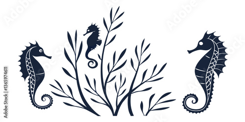 algae fish silhouettes