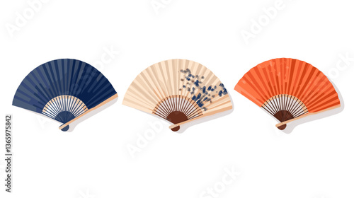 Colorful modern illustration of decorative fans showcasing elegant designs and vibrant colors