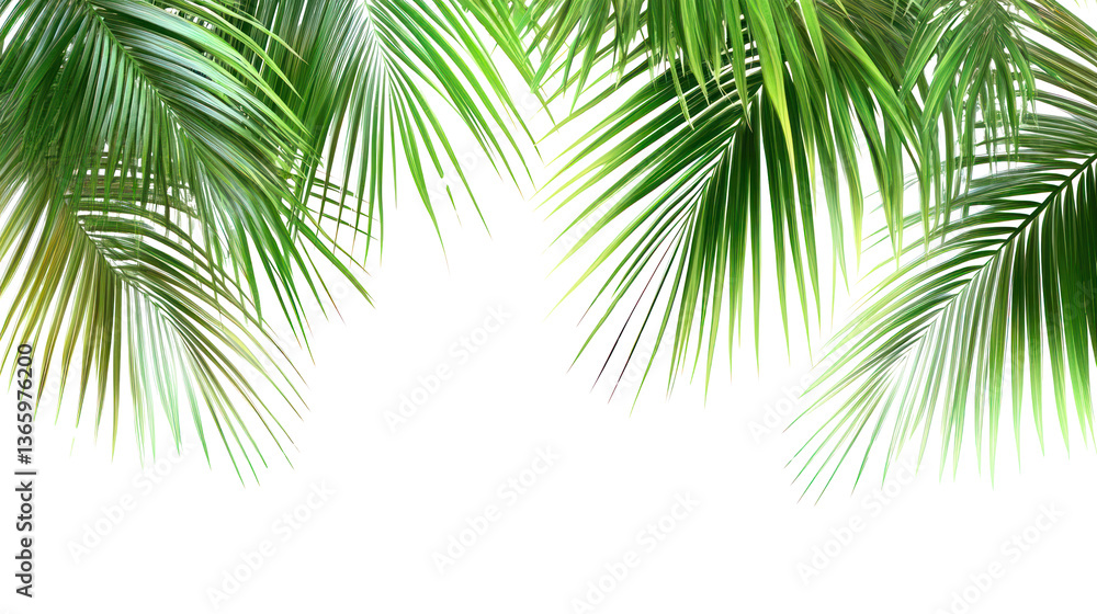 Fototapeta premium PNG Palm leaves frame green leaf background.