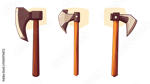 Illustration of modern style axes highlighting different designs and features for creative and artistic use