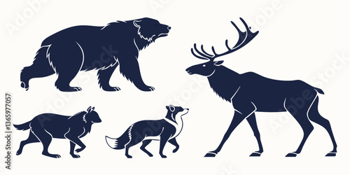 big mammals of the northern lands silhouettes