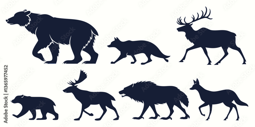Obraz premium big mammals of the northern lands silhouettes