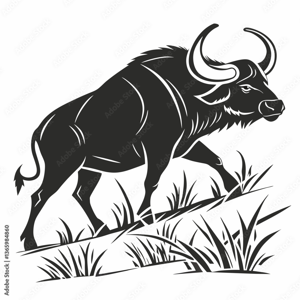 Fototapeta premium gaur black silhouette icon vector