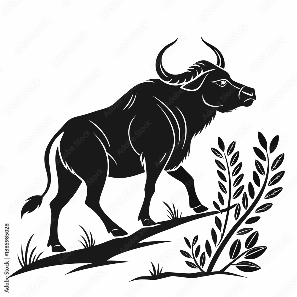 Obraz premium gaur black silhouette icon vector