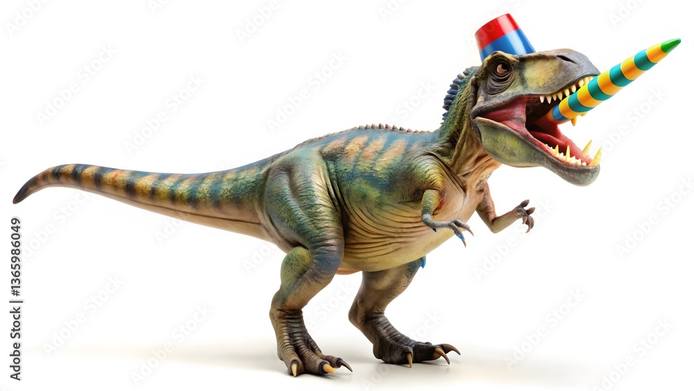 Obraz premium Tyrannosaurus Rex Party Hat and Horn