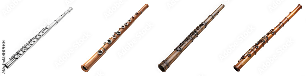 Fototapeta premium Pna flute isolated on transparent background. PNG ,Set of