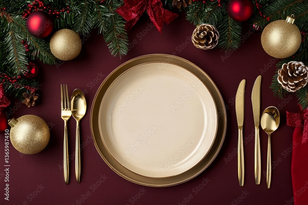 Classic Christmas Table Arrangement with a Focus on Simplicity Classic Christmas Table Arrangement with a Focus on Simplicity