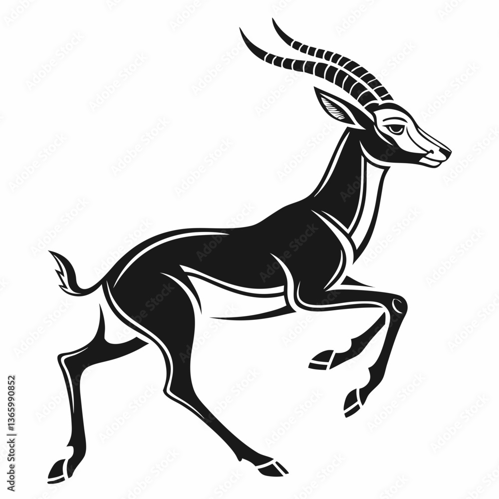 Obraz premium gazelle black silhouette icon vector
