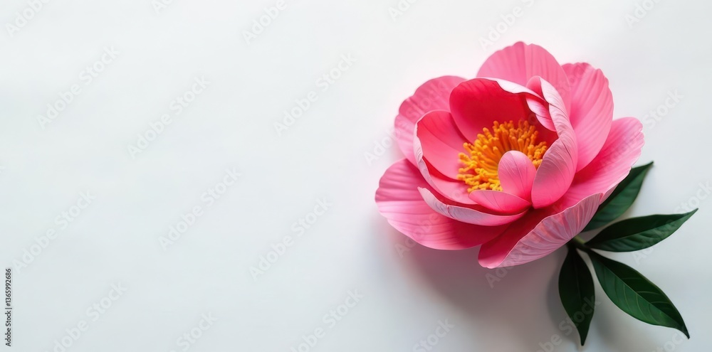 Intricate crepe paper peony, solitary, pure white backdrop , red, crepe paper Intricate crepe paper peony, solitary, pure white backdrop , red, crepe paper