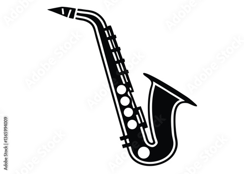 Saxophone with musical notes vector art and illustration