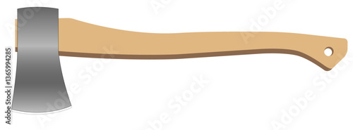 Realistic vector illustration. Axe. Construction and gardening tool.