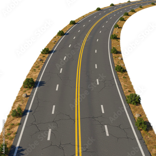 Wallpaper Mural 3D Render of a Road Isolated on Transparent Background Torontodigital.ca