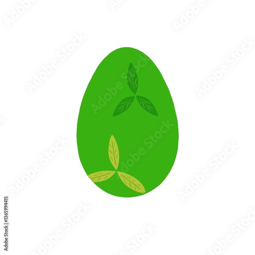 green easter egg with leafs illustration