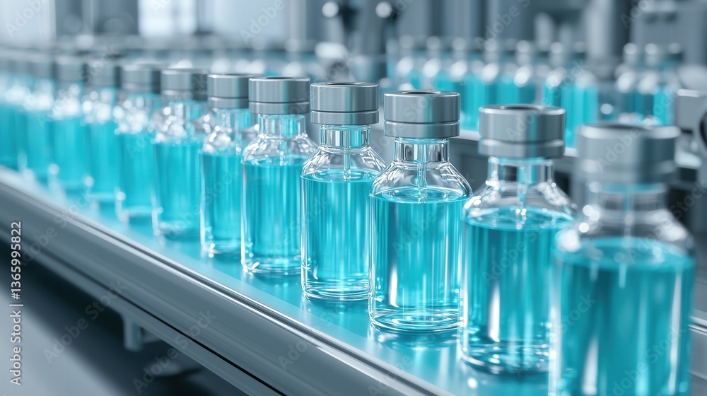High-Quality Pharmaceutical Vials on Automated Production Line in a Modern, Clean Facility High-Quality Pharmaceutical Vials on Automated Production Line in a Modern, Clean Facility