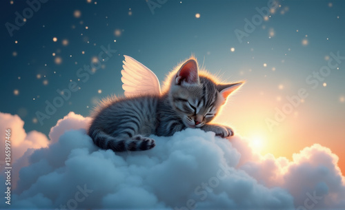 tabby kitten in heaven