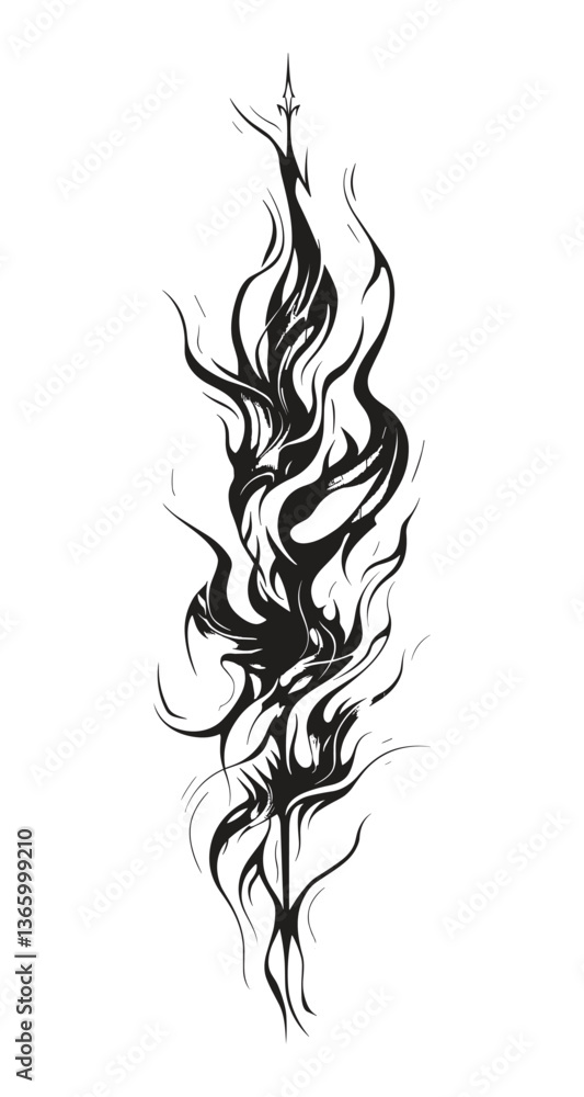 Fototapeta premium Tribal Flame Tattoo Vector Design