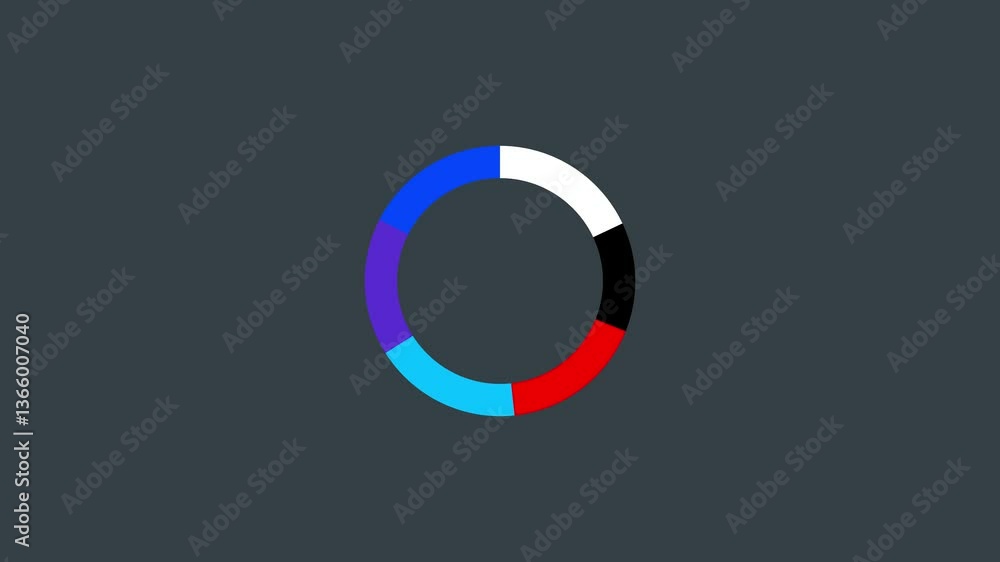 Pie chart infographic icon animation isolated on black background. Pie chart infographic icon animation isolated on black background.