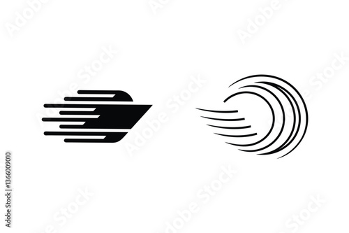 Speedboat, Wave, Motion, Abstract, Logo, Design, Vector, Graphic, Symbol, Icon