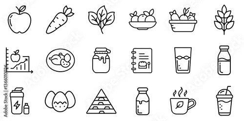 "Nutrition Line Icon Representing Healthy Eating, Dietary Plans, and Wellness"