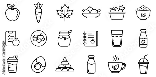 "Nutrition Line Icon Representing Healthy Eating, Dietary Plans, and Wellness"