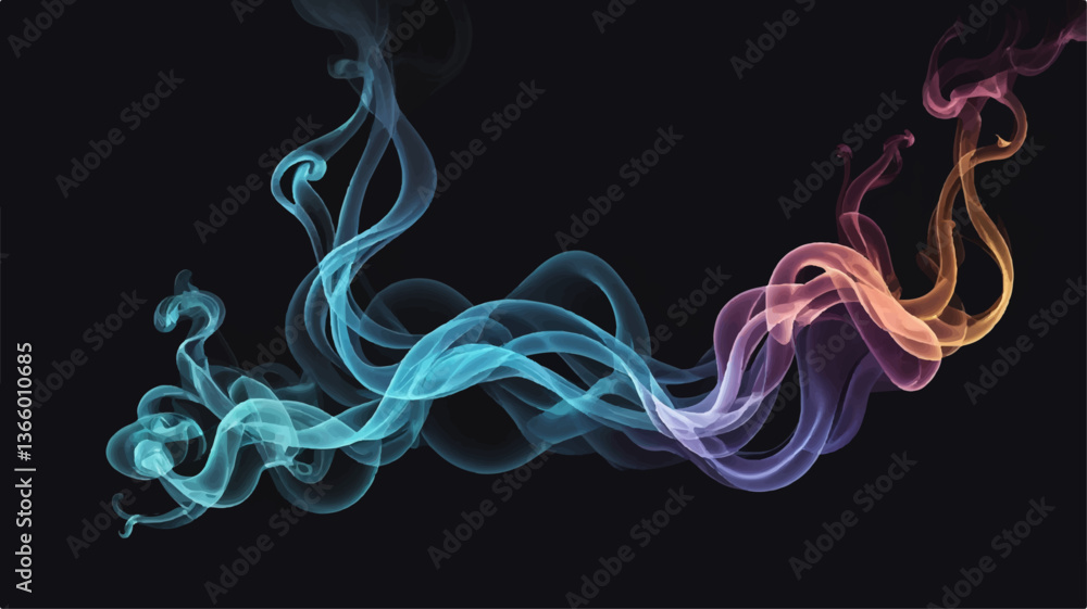 Smooth flowing smoke on a black background Smooth flowing smoke on a black background