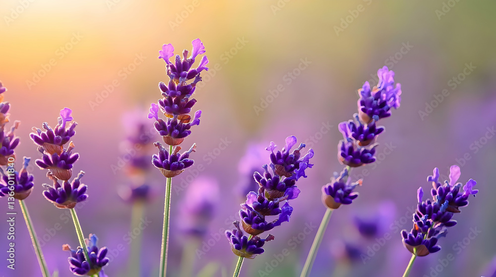 Fototapeta premium Purple Lavender Field At Sunset