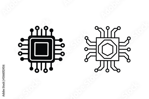 Microchip Icons Technology, Circuit, Processor, Electronics, Hardware, Digital, Integrated, Computing