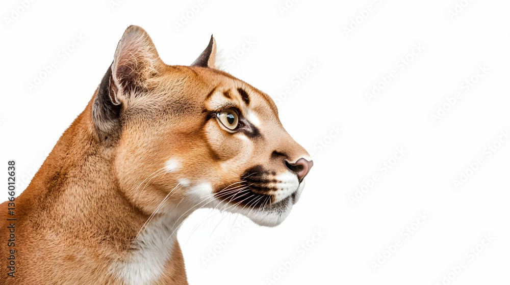 Obraz premium Profile Of A Cougar Against White Background