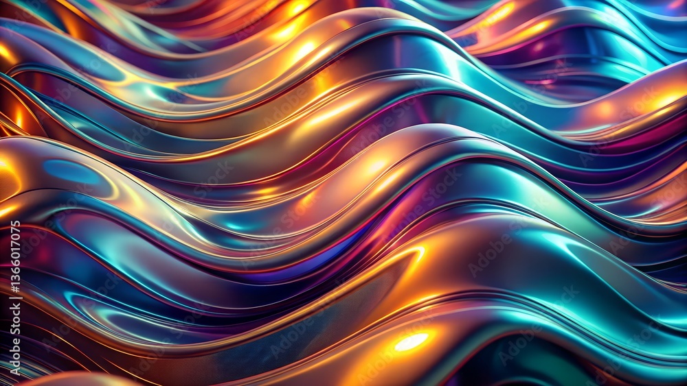 Liquid metallic waves with iridescent reflections Liquid metallic waves with iridescent reflections