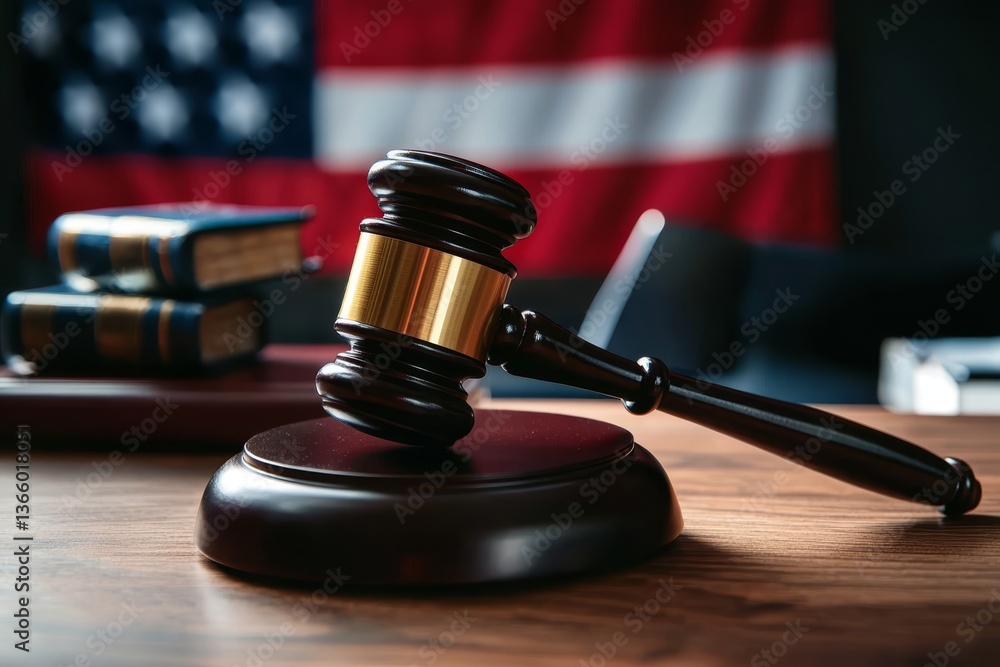 Justice served: an American flag paired with a judge's gavel. Justice served: an American flag paired with a judge's gavel.