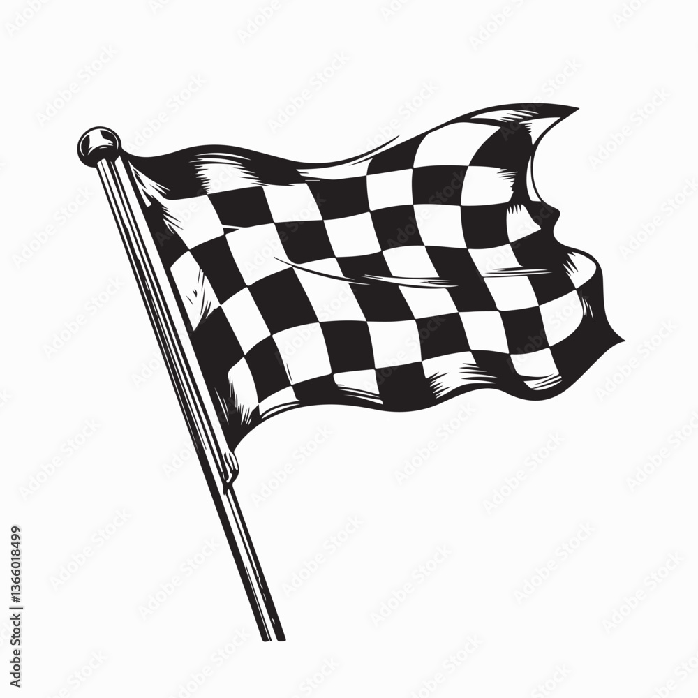Obraz premium Racing Flag Vector Image. Black and white Racing Flag Vector Image isolated on white background.