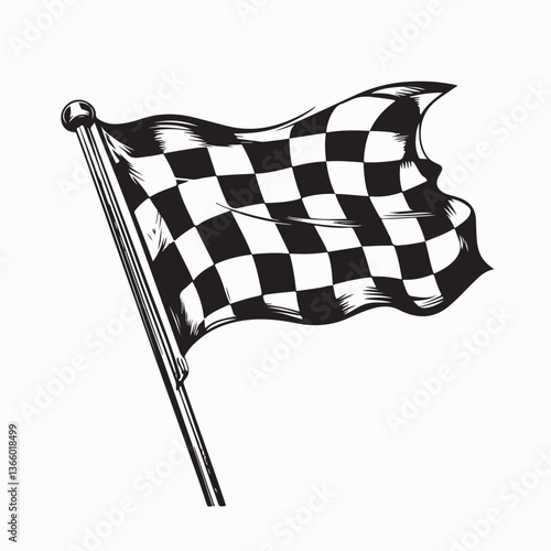 Racing Flag Vector Image. Black and white Racing Flag Vector Image isolated on white background.