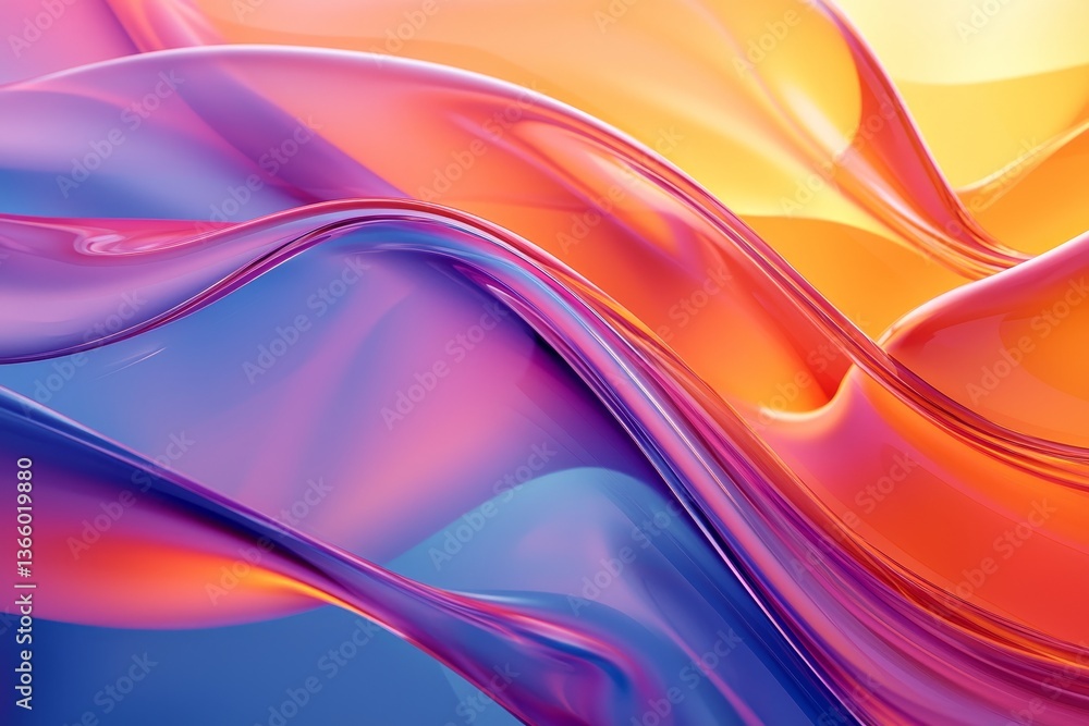 Fototapeta premium Elegant Curved Abstract Shapes with Glass Transparency Vibrant Gradient Flow
