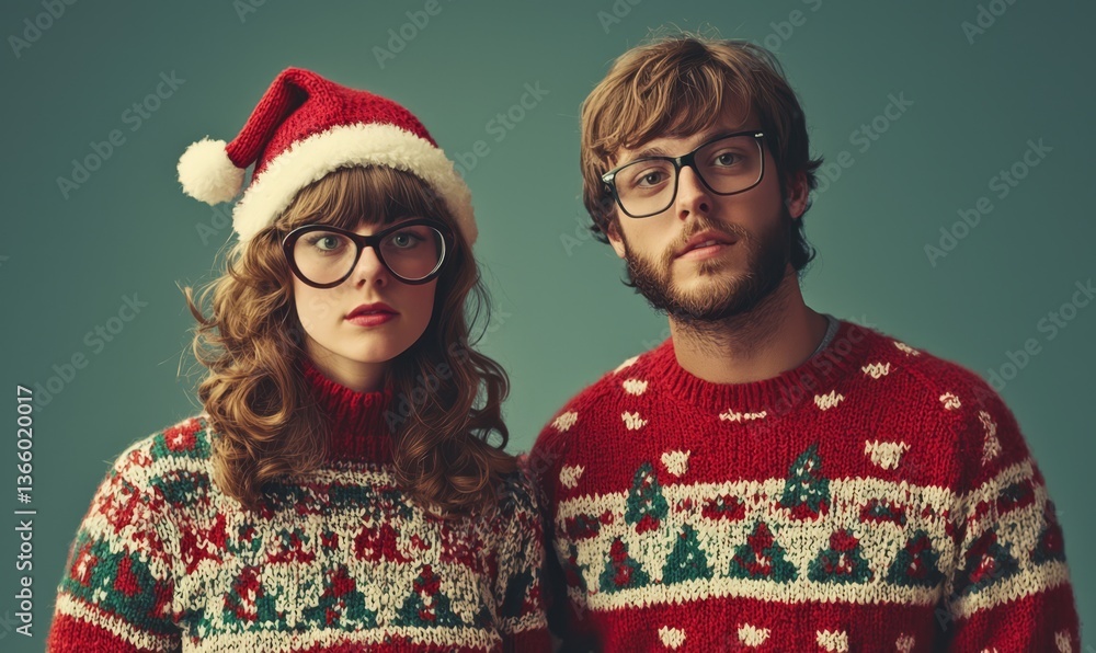 The joy of the holiday season is captured in this portrait of a fashionable couple. The joy of the holiday season is captured in this portrait of a fashionable couple.