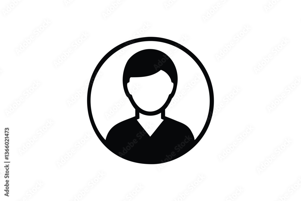 Male user account profile icon on white background Male user account profile icon on white background
