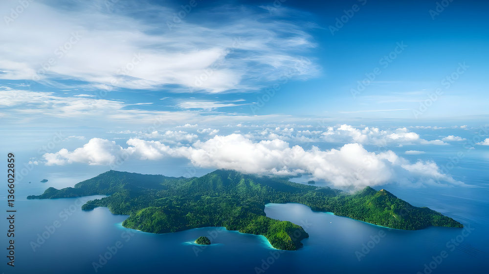 Fototapeta premium Aerial View Of Tropical Island Paradise