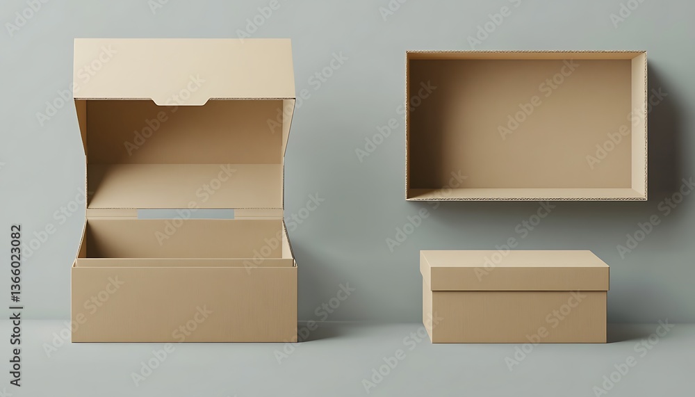 Cardboard box on a light background. 3d rendering mock up Cardboard box on a light background. 3d rendering mock up