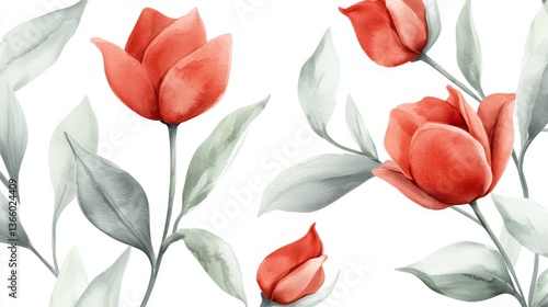 A breathtaking tapestry of red tulips, vibrant display of spring's floral beauty