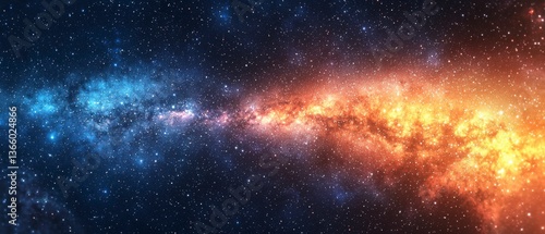 High-resolution Long exposure Panorama of the Milky Way Galaxy with stars and space dust - Ultra wide screen wallpaper
