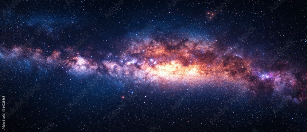 Fototapeta premium High-resolution Long Exposure Panorama of the Milky Way Galaxy with Stars and Space Dust - Ultra Wide Screen Wallpaper