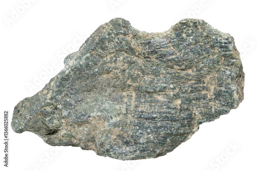 Close-up of Actinolite mineral, isolated on white background