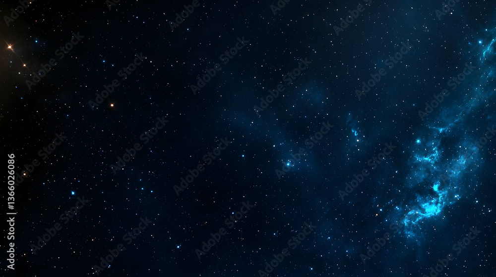 Obraz premium Dark Blue Space Nebula With Stars