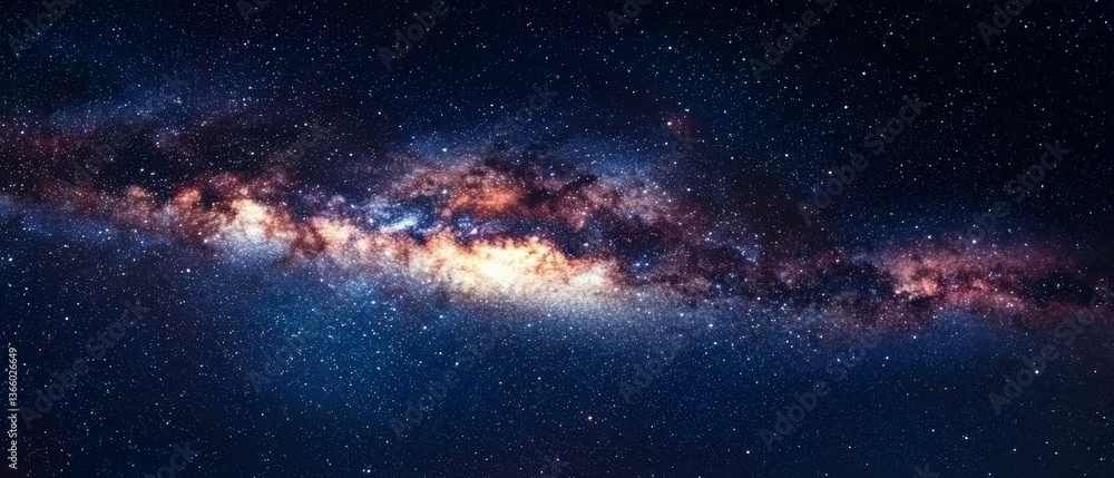 Fototapeta premium High-resolution Long Exposure Panorama Milky Way Galaxy with Stars and Space Dust in the Universe - Ultra Wide Screen Wallpaper